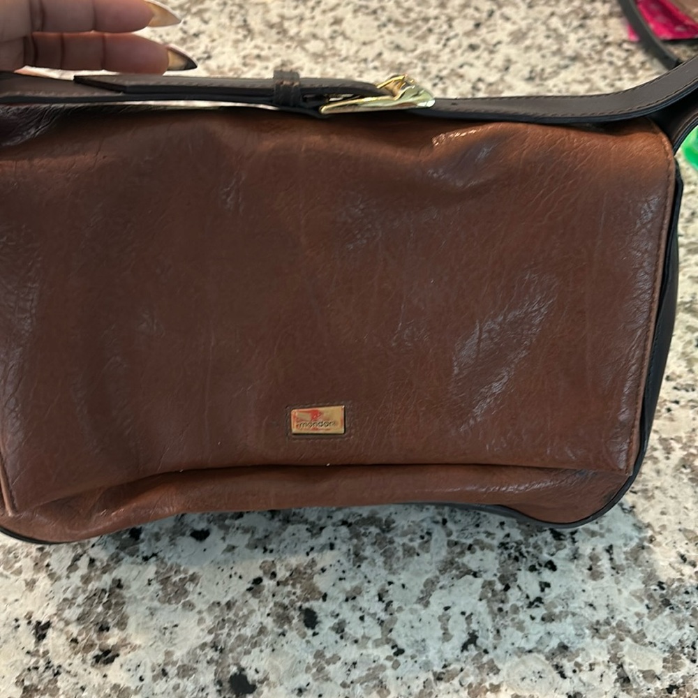 Two tone brown shoulder bag